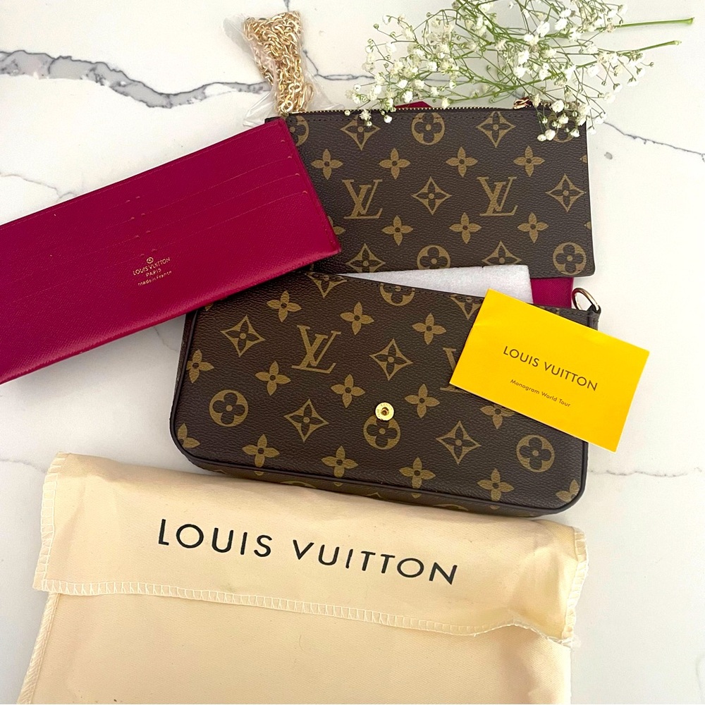 🔥FLASH SALE🔥NWT Felicie Pochette Bag crossbody Monogram gold chain
